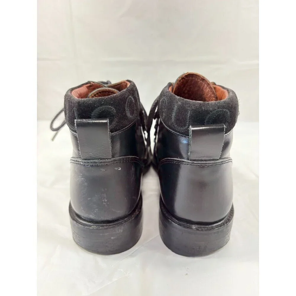 Gucci Black Leather Combat Lace Up Ankle Boots Women's Size 6 - Picture 3 of 16